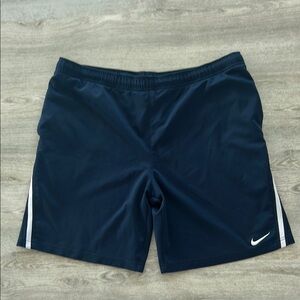 Nike Dark Blue Sports Shorts with White Accents
